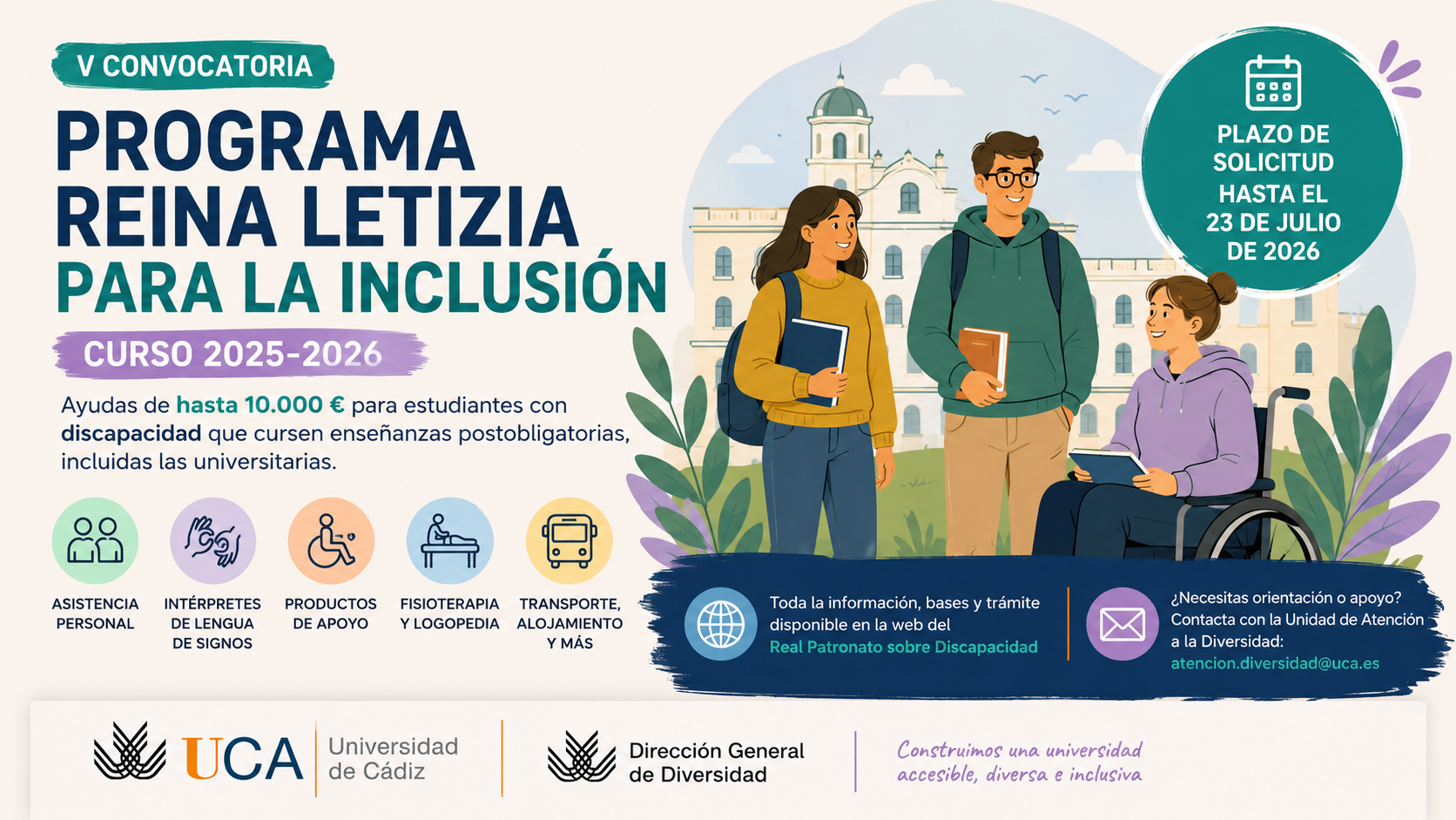 Abierta la V Convocatoria del Programa Reina Letizia para la Inclusión (Curso 2025-2026)